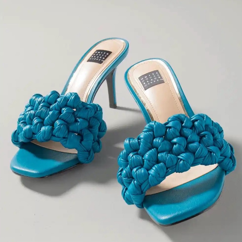 White House Black Market Teal Braided Sandals